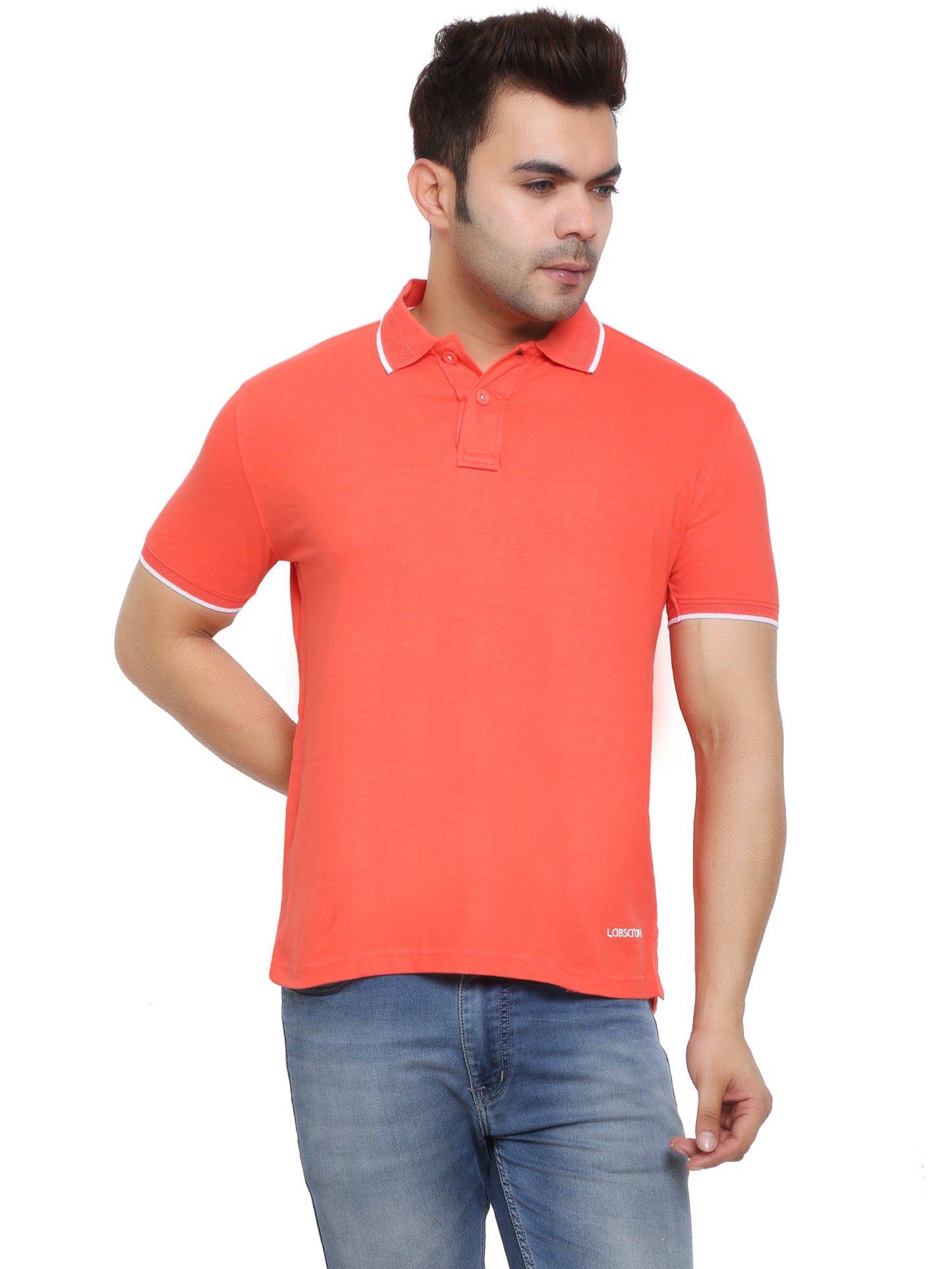 Coral Red Button Polo