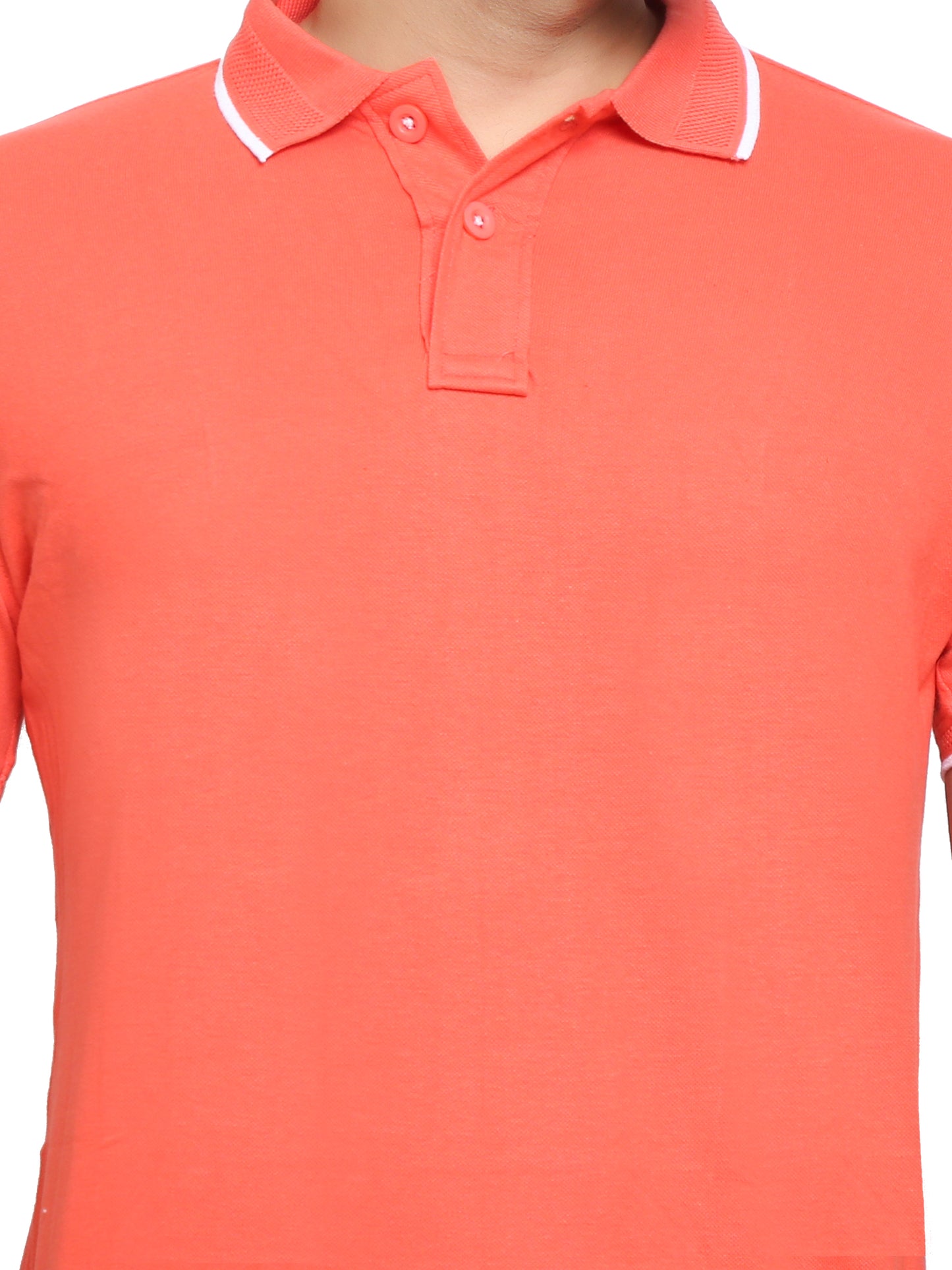 Coral Red Button Polo
